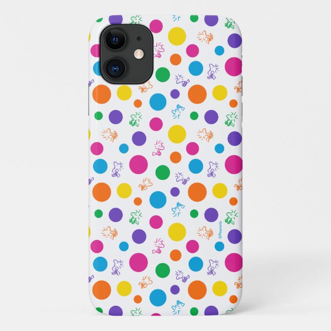 Capa Para iPhone 11 Padrão de Bolinhas Arco-Íris de Woodstock (Verso)