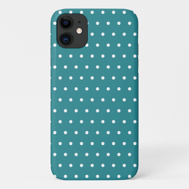 Capa Para iPhone 11 Padrão de Bolinhas do Teal Bonito (Verso)