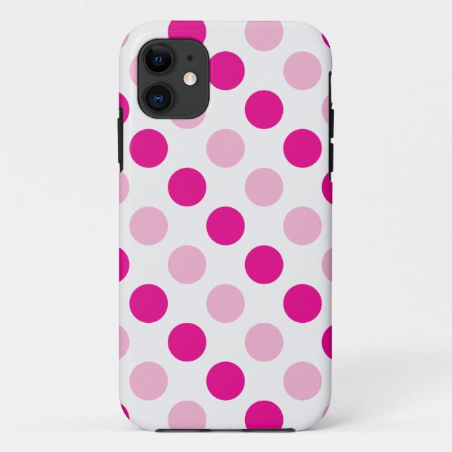 Capa Para iPhone 11 Padrão de bolinhas rosa (Verso)
