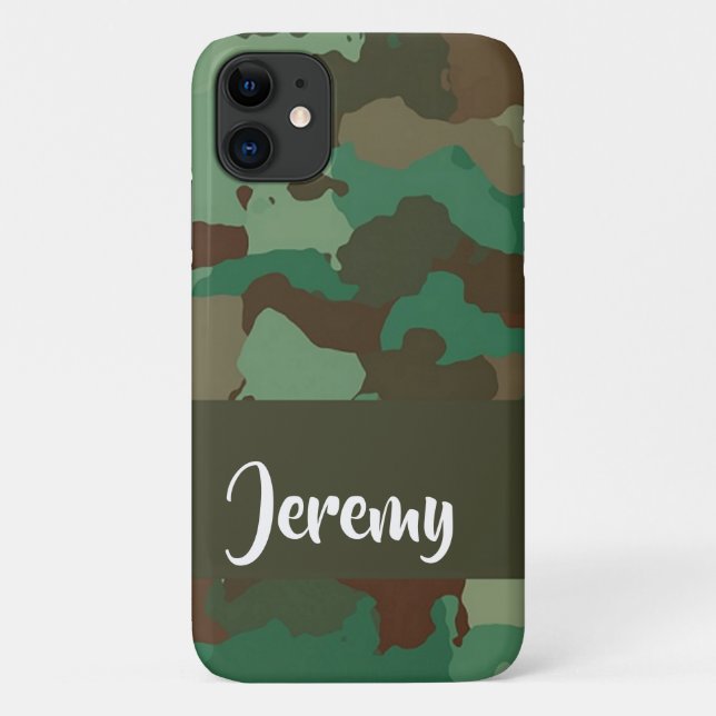 Capa Para iPhone 11 Padrão de camuflagem de nome personalizado (Verso)