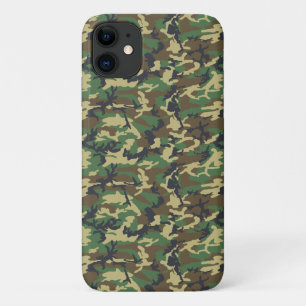 Capa Para iPhone 11 Padrão de Camuflagem Militar - Verde Amarelo Marr