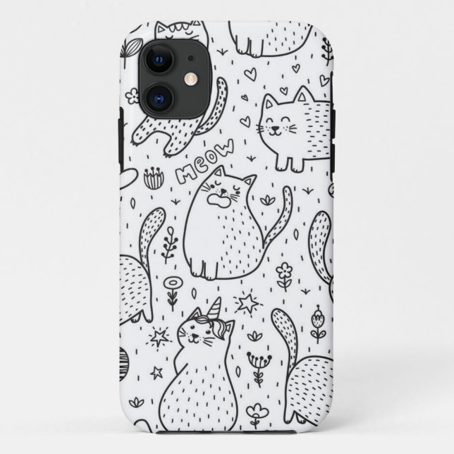 Capa Para iPhone 11 Padrão de Cat (Verso)