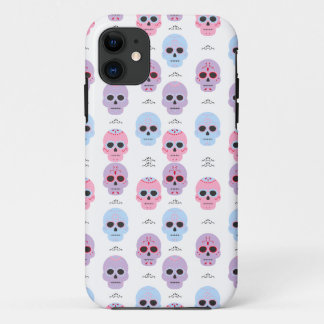 Capa Para iPhone 11 Padrão de Caveira de Cor do Pastel Personalizado