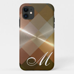 Capa Para iPhone 11 Padrão de Chevron Metálico Metálico e Monograma 8