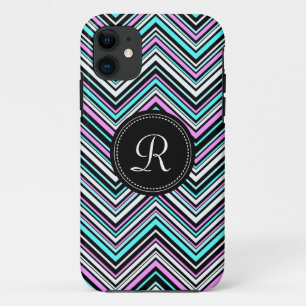 Capa Para iPhone 11 Padrão de Chevron Tribal Feminino Monograma