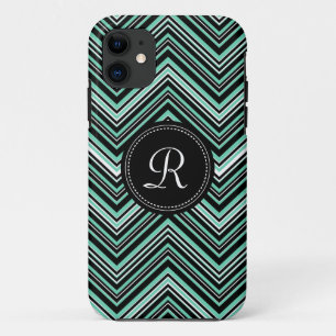 Capa Para iPhone 11 Padrão de Chevron Tribal Preto Monograma
