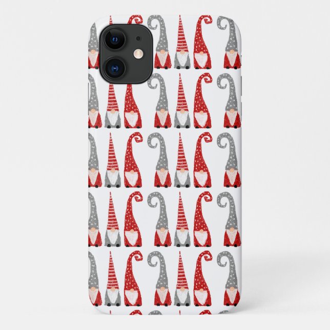 Capa Para iPhone 11 Padrão de Cinzas Brancas Vermelhas dos Gnomos do N (Verso)