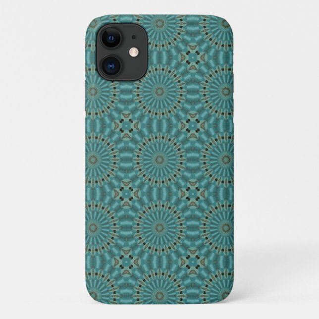 Capa Para iPhone 11 Padrão de Círculo em Turquesa e Verde Água (Verso)