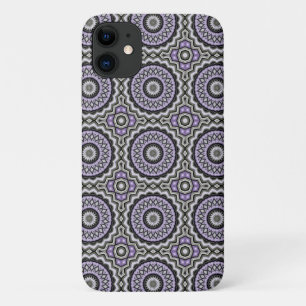 Capa Para iPhone 11 Padrão de Círculo Ousado Cinza Prateado e Lilás