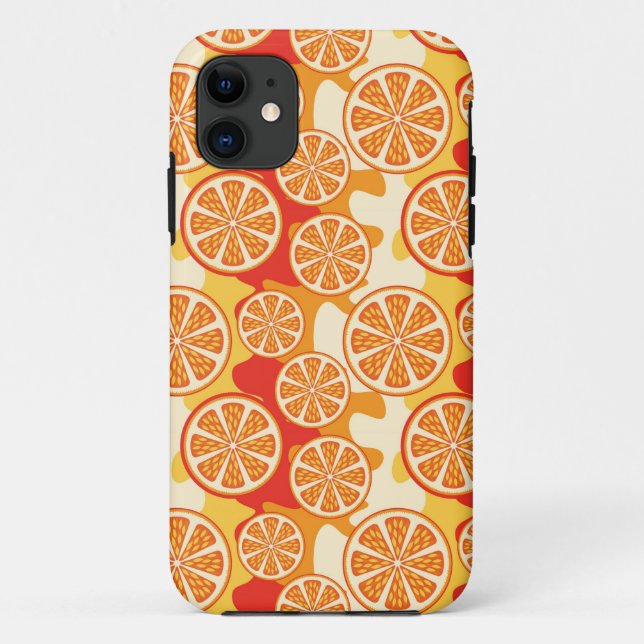 Capa Para iPhone 11 Padrão de Citrus Laranja Retroativos (Verso)