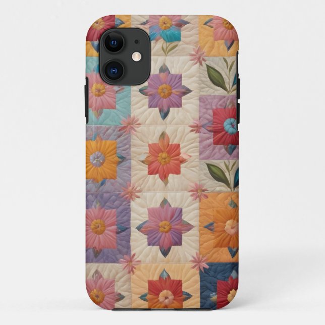Capa Para iPhone 11 Padrão de colcha floral (Verso)