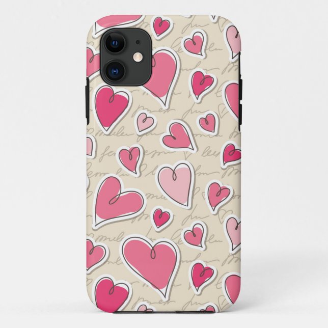 Capa Para iPhone 11 Padrão de Corações (Verso)