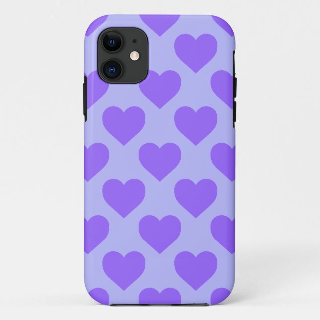 Capa Para iPhone 11 Padrão de Corações Roxos (Verso)