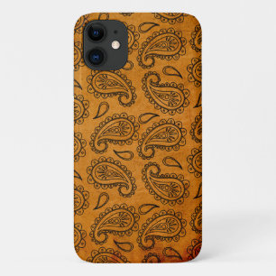 Capa Para iPhone 11 Padrão de Couro do Vintage de Paisley Indígena T