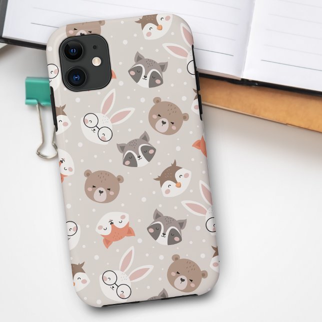 Capa Para iPhone 11 Padrão De Crianças De Animais Da Floresta Única (Criador carregado)