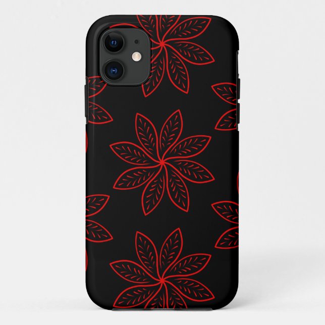 Capa Para iPhone 11 Padrão de Crimson em Preto (Verso)