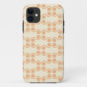 Capa Para iPhone 11 Padrão de Curvas Laranja Retroativas