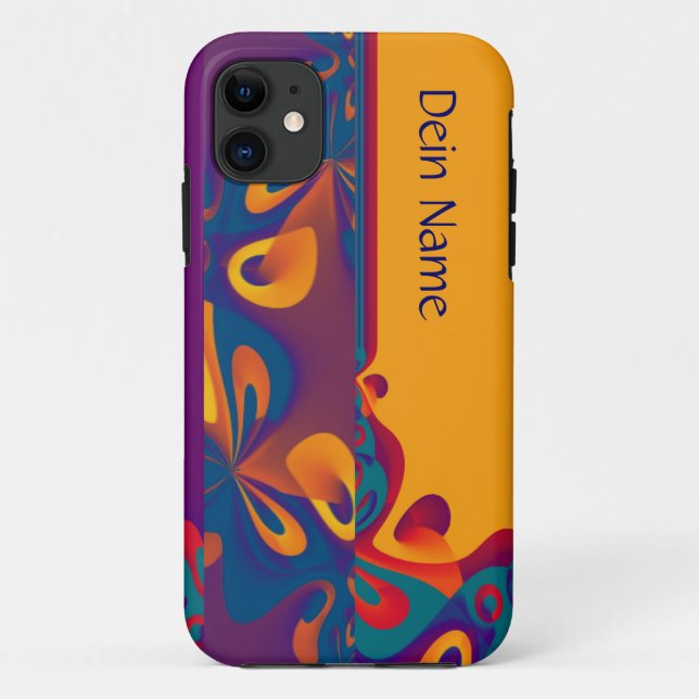 Capa Para iPhone 11 Padrão de Design gráfico - laranja violeta + texto (Verso)
