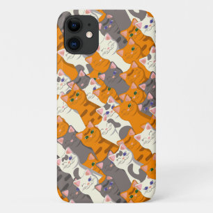 Capa Para iPhone 11 Padrão de diagonal do gato preto branco do Ginger
