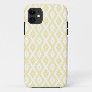 Capa Para iPhone 11 Padrão de diamante amarelo pálido e branco
