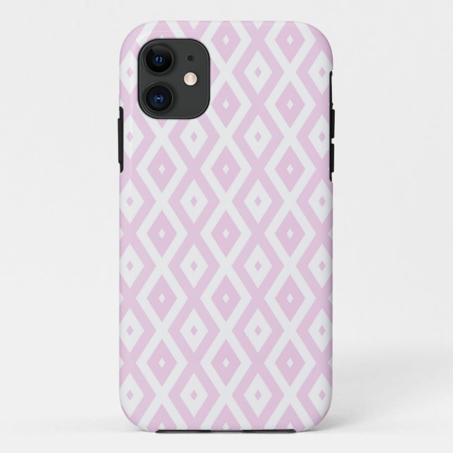 Capa Para iPhone 11 Padrão de diamante branco e rosa pálido (Verso)