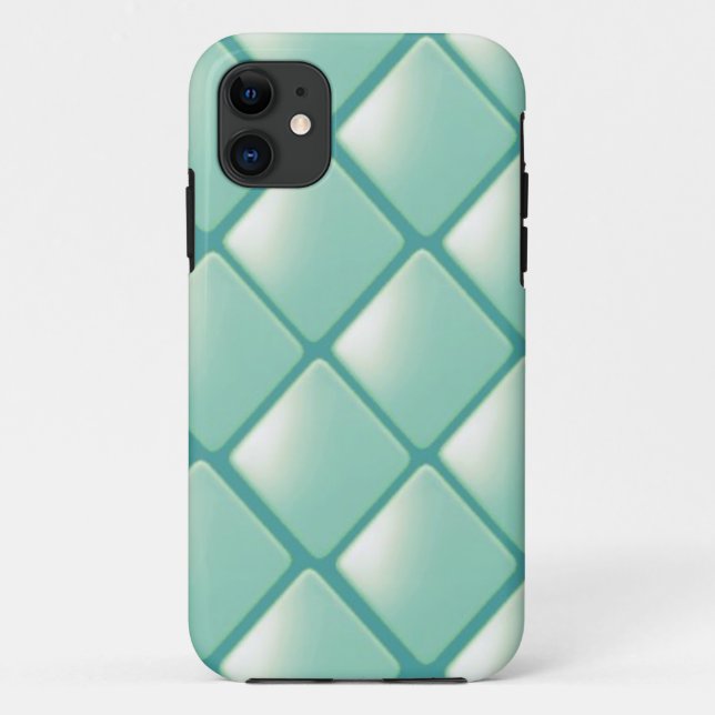 Capa Para iPhone 11 Padrão de Diamante Matelassado Verde Azul (Verso)