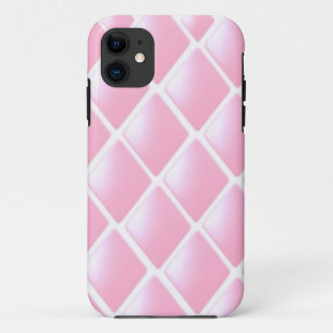 Capa Para iPhone 11 Padrão de Diamante Pespontado Rosa