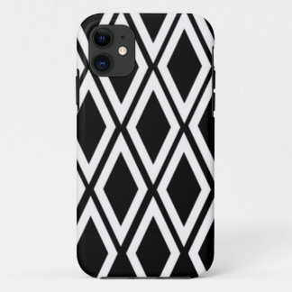 Capa Para iPhone 11 Padrão de Diamante Preto e Branco