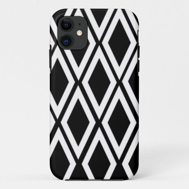 Capa Para iPhone 11 Padrão de Diamante Preto e Branco (Verso)
