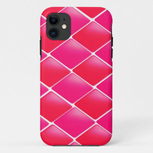 Capa Para iPhone 11 Padrão de Diamante Rosa e Coral