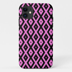 Capa Para iPhone 11 Padrão de diamante rosa e preto