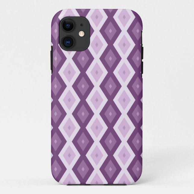 Capa Para iPhone 11 Padrão de diamante roxo (Verso)