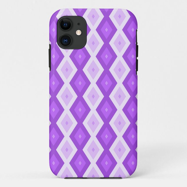 Capa Para iPhone 11 Padrão de diamante roxo brilhante (Verso)