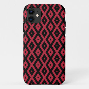 Capa Para iPhone 11 Padrão de diamante vermelho e preto