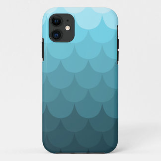 Capa Para iPhone 11 Padrão de Escala de Ombre Azul