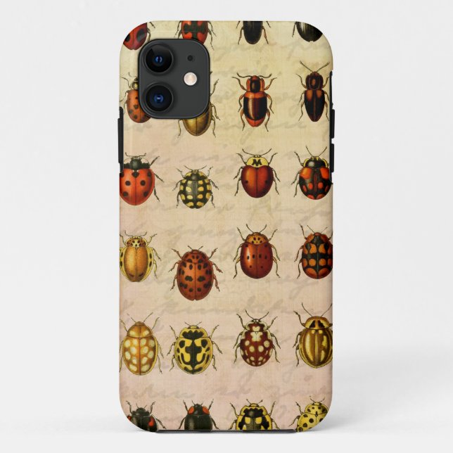Capa Para iPhone 11 Padrão de Espécime de Joaninha Vintage Inseto Anti (Verso)