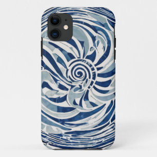 Capa Para iPhone 11 Padrão de espiral branco azul 02