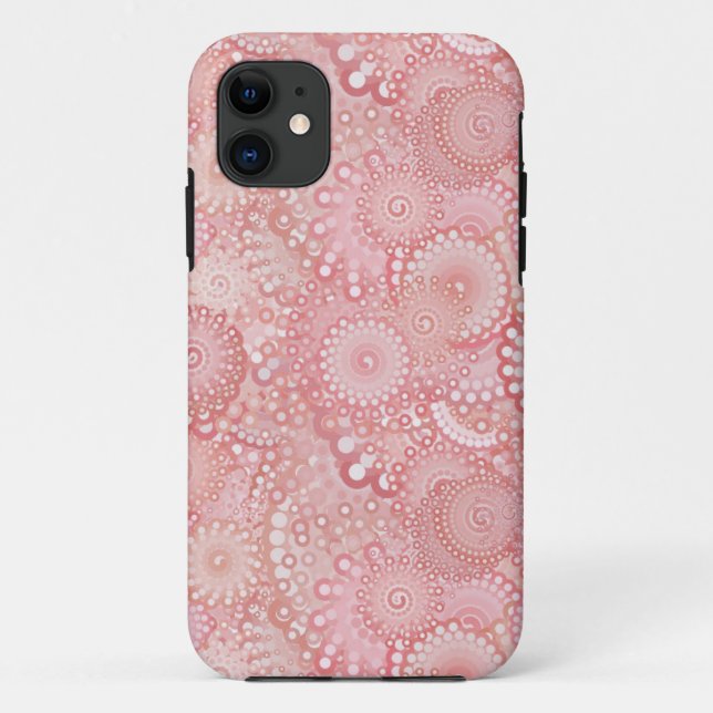 Capa Para iPhone 11 Padrão de espiral cor-de-rosa, pêssego (Verso)