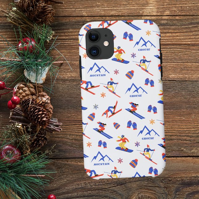 Capa Para iPhone 11 Padrão de Esqui de Vancouver do Grouse Mountain (Grouse Mountain Vancouver ski snowboard winter snow vacation christmas holidays iphone phone case)
