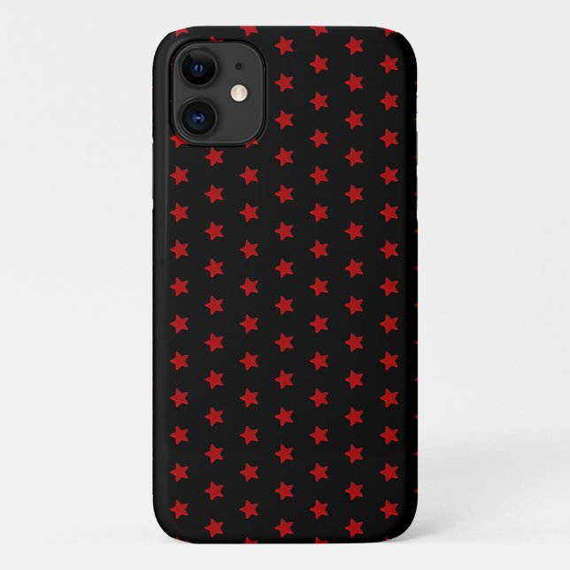 Capa Para iPhone 11 padrão de estrelas vermelhas em preto (Verso)