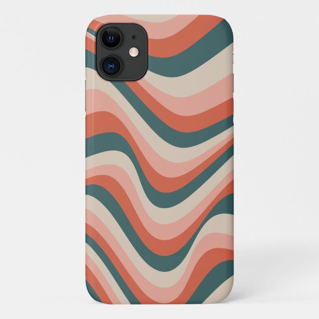 Capa Para iPhone 11 Padrão de Faixa Colorida Retroativa (Verso)