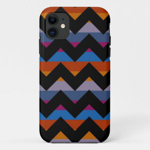 Capa Para iPhone 11 Padrão de Faixa Zigzag Chevron Multicolor