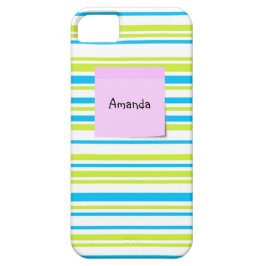 Capa Para iPhone 11 Padrão de faixas simples verde azul Nota adesiva r