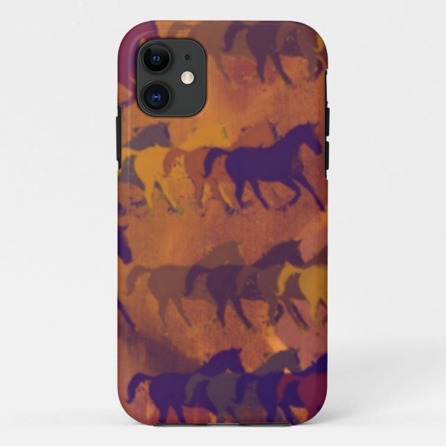 Capa Para iPhone 11 padrão de fazenda de cavalos (Verso)