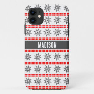 Capa Para iPhone 11 Padrão de floco de neve de Natal nórdico cinza ver
