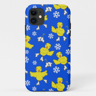 Capa Para iPhone 11 Padrão de Floco de Neve do Pintinho de Ice Skating