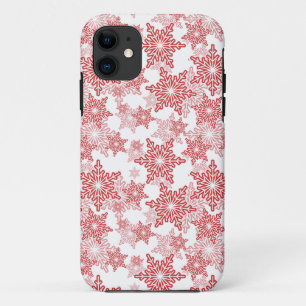 Capa Para iPhone 11 Padrão de Floco de Neve Vermelho e Branco Invisíve
