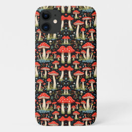 Capa Para iPhone 11 Padrão De Flor De Cogumelo Sem Costura