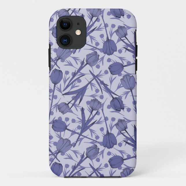 Capa Para iPhone 11 Padrão de flor de tulipa (Verso)