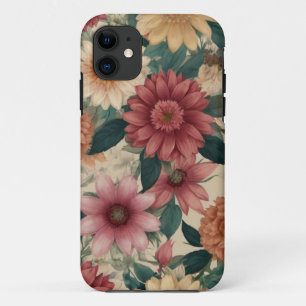 CAPA PARA iPhone 11 PADRÃO DE FLOR SELVAGEM RETRO
